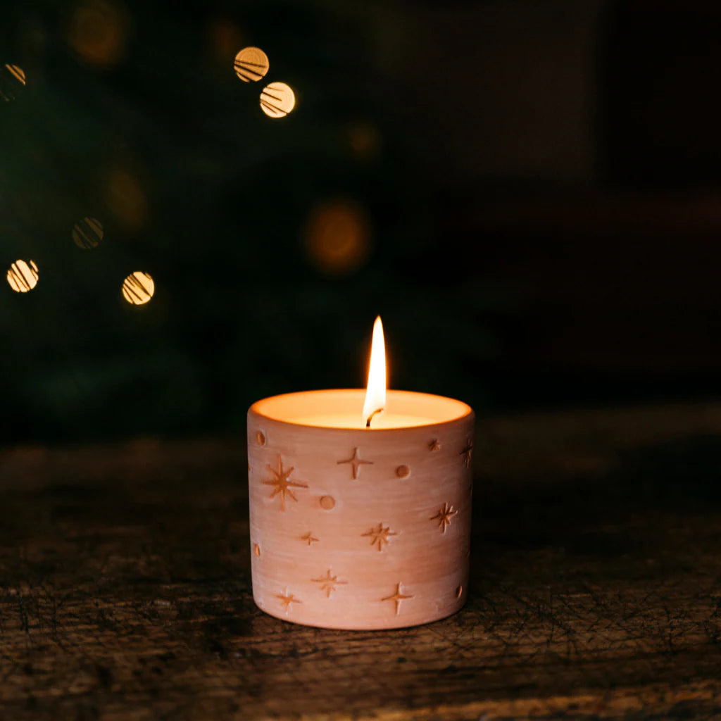 St Eval Star Gazy Ceramic Pot Candle Figgy Pudding - F01576 - Uneeka