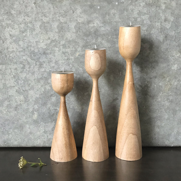 Tall Natural Wood Tealight Holder - Uneeka