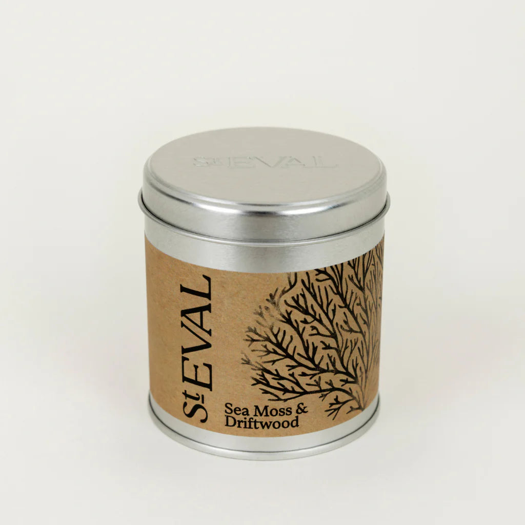 St Eval Tin Candle Sea Moss & Driftwood - F01385 - Uneeka