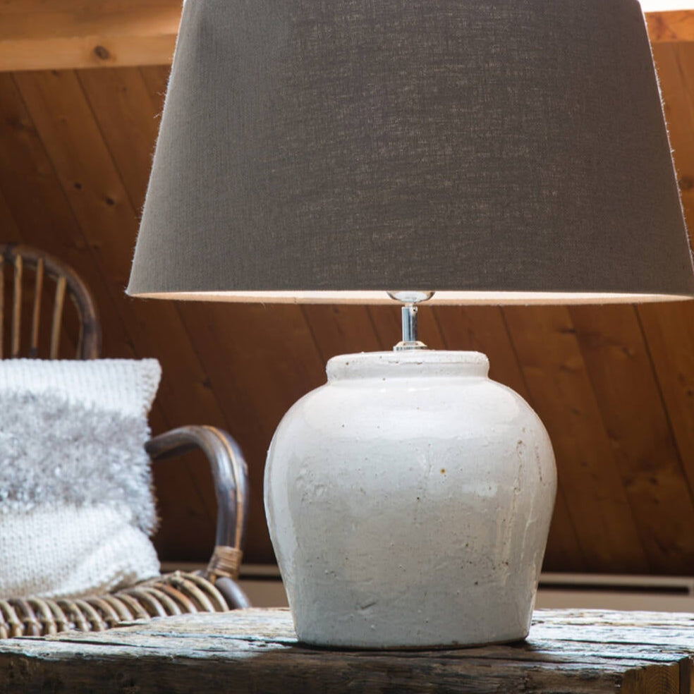 Small Round White Ceramic Lamp Base - 7502426 - Uneeka
