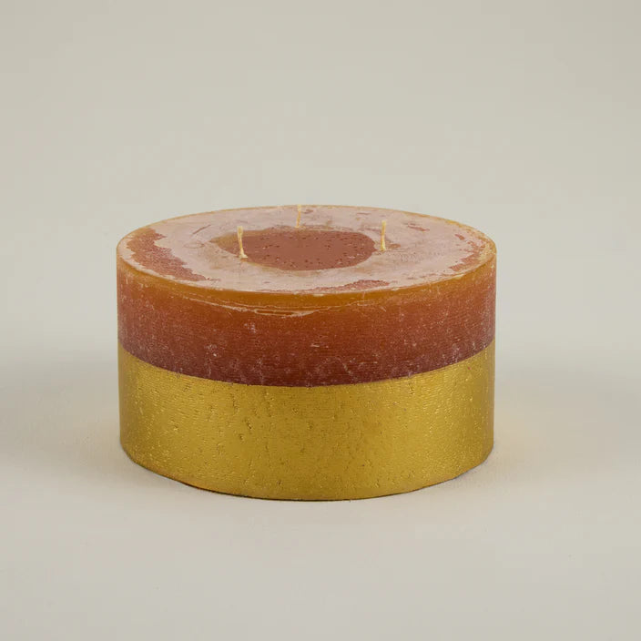 Gold Half Dipped Multiwick Candle Orange & Cinnamon - F00525 - Uneeka