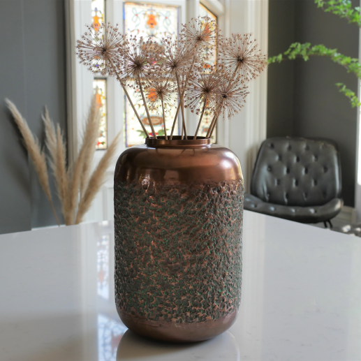 Dappled Texture Copper Finish Vase - 8794 - Uneeka