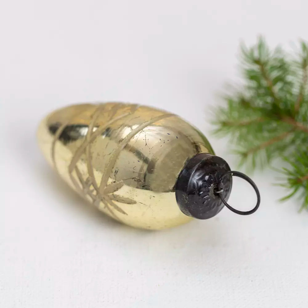 Gold Etched Cone Bauble - ANC25271 - Uneeka