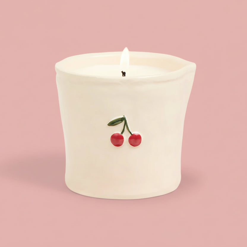 Ceramic Hand Painted Candle Smoked Cherry - BIS0809EU - Uneeka