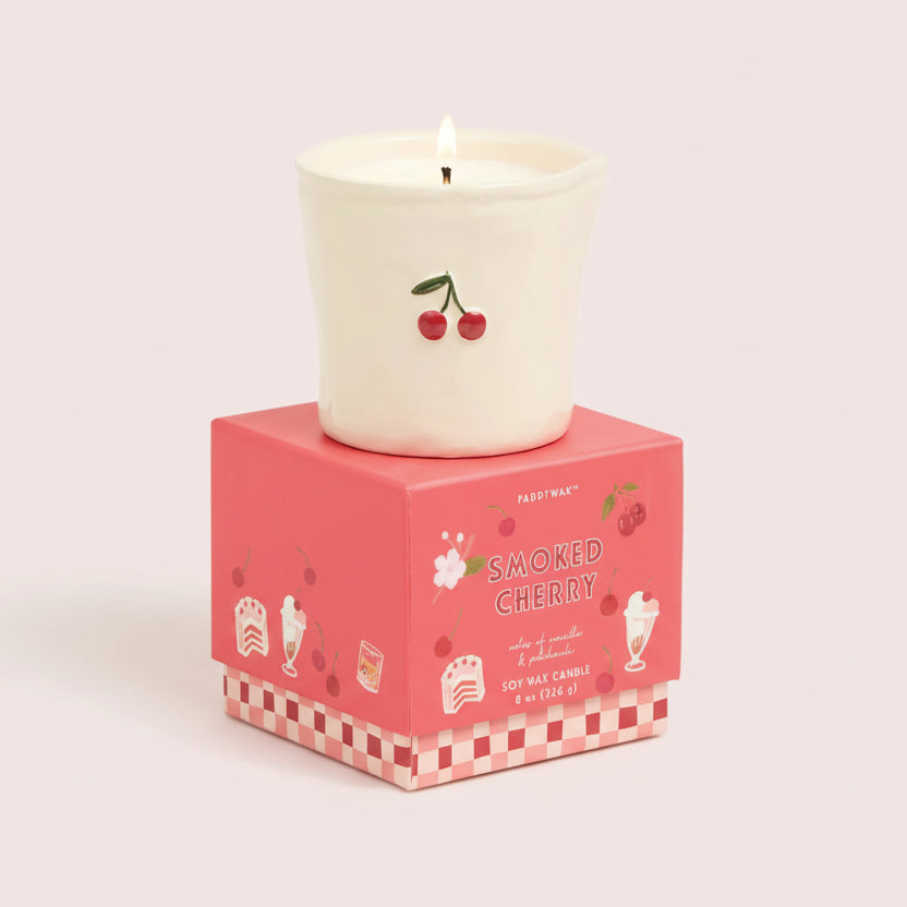 Ceramic Hand Painted Candle Smoked Cherry - BIS0809EU - Uneeka