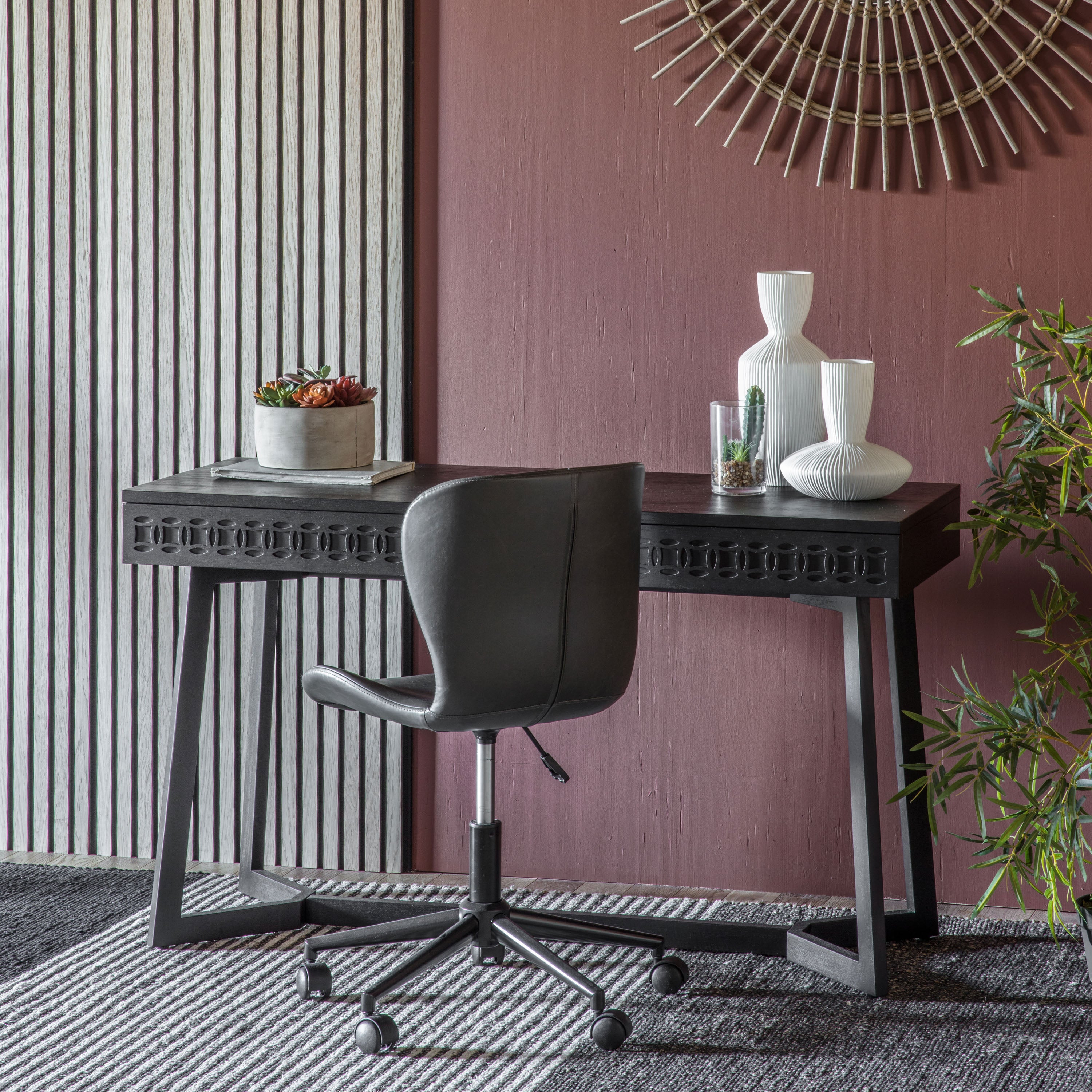 Black Bohemian Two Drawer Desk - Uneeka