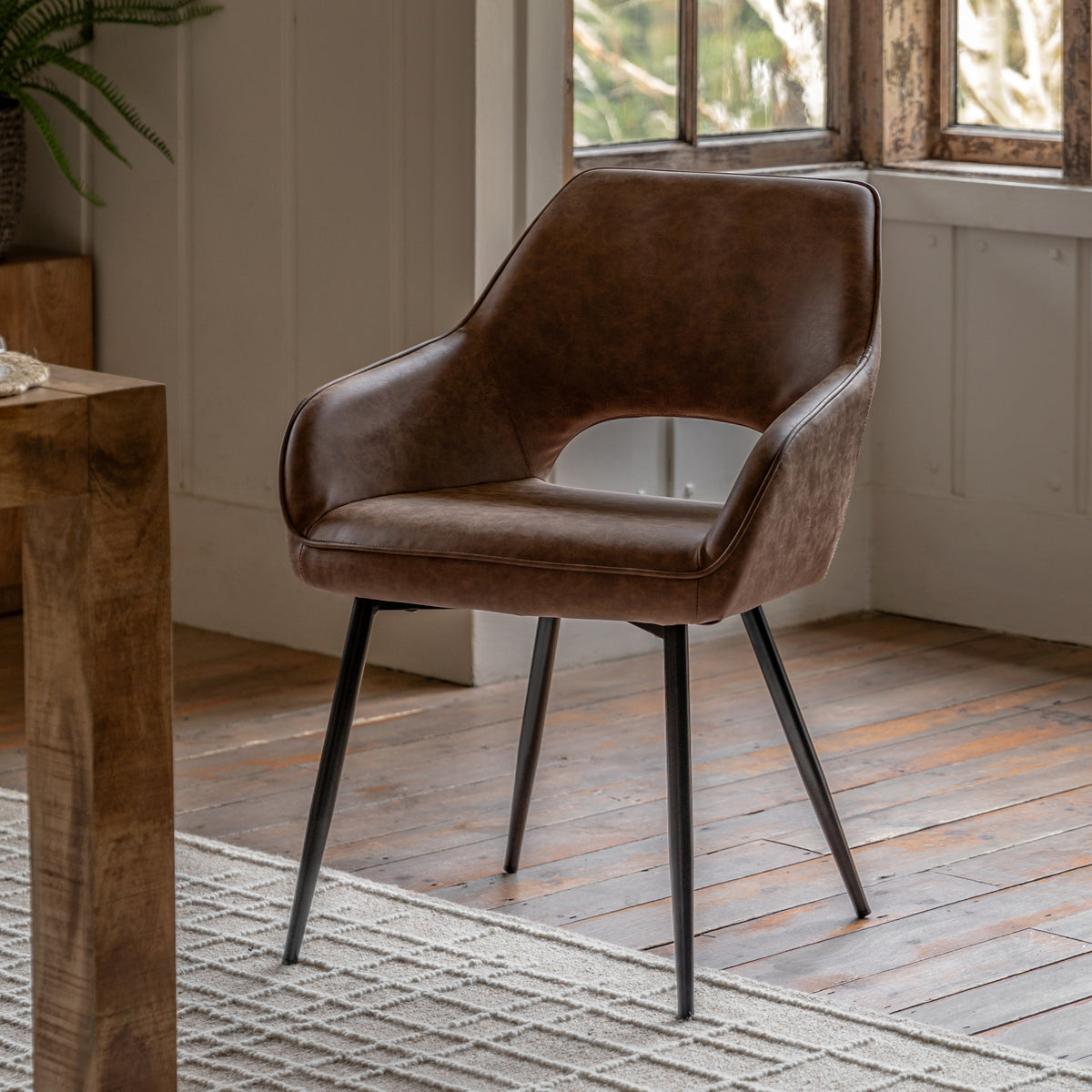 Brown Upholstered Dining Chair - Uneeka