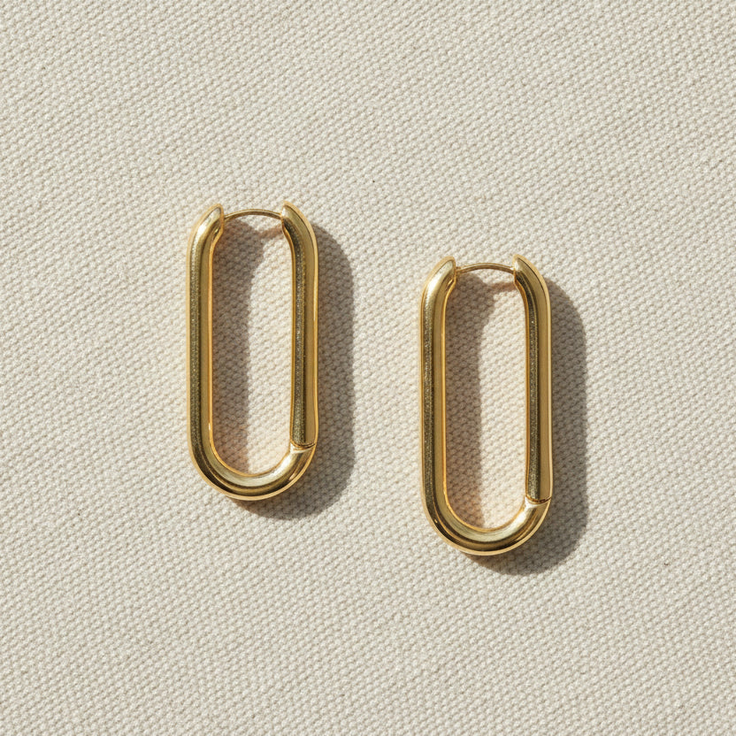 Long Oval Clip Earrings - CE-4091-GD - Uneeka