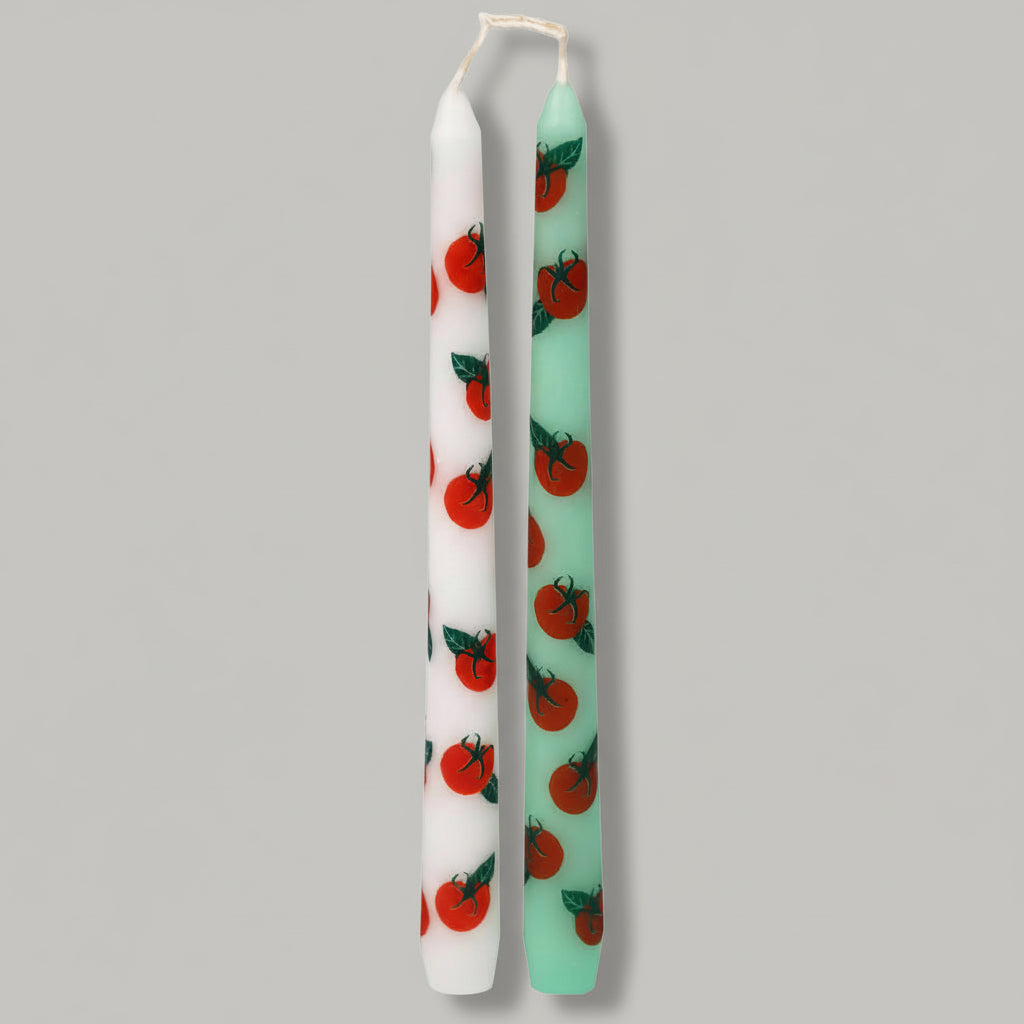 Pack Of 2 Tomato Patterned Dinner Candle - CSHOP-CNDL-TPR-TOM - Uneeka
