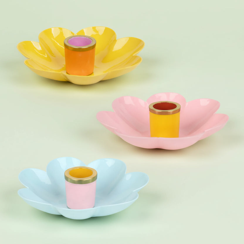 Colourful Enamel Flower Candle Stick Holder - CSHOP-HOLD-ENML-FLOW - Uneeka