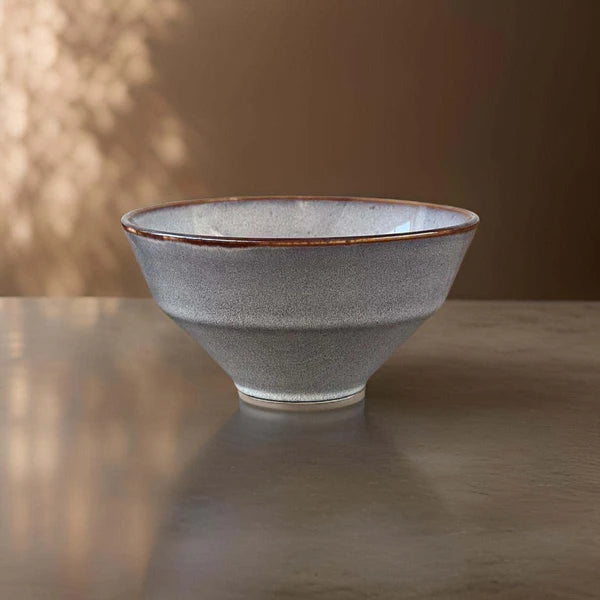 Chalk Ceramic Bowl with Brown Rim - Uneeka - 12cm Chalk White Bowl 