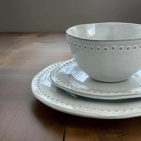 Cream Bowl / Dinner Plate / Side Plate with Raised Dots Design Uneeka