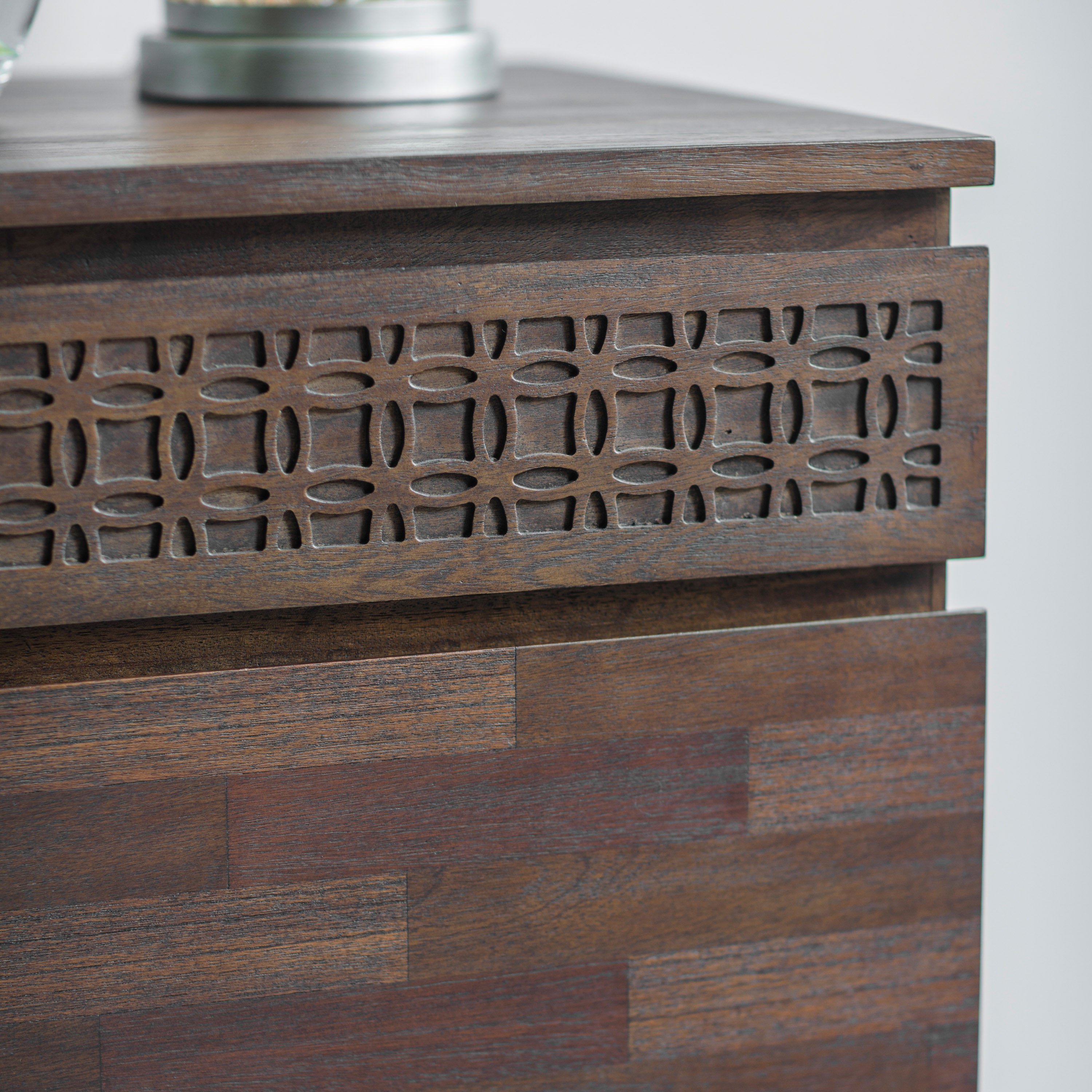 Dark Wood Bohemian Chest of Drawers - Uneeka