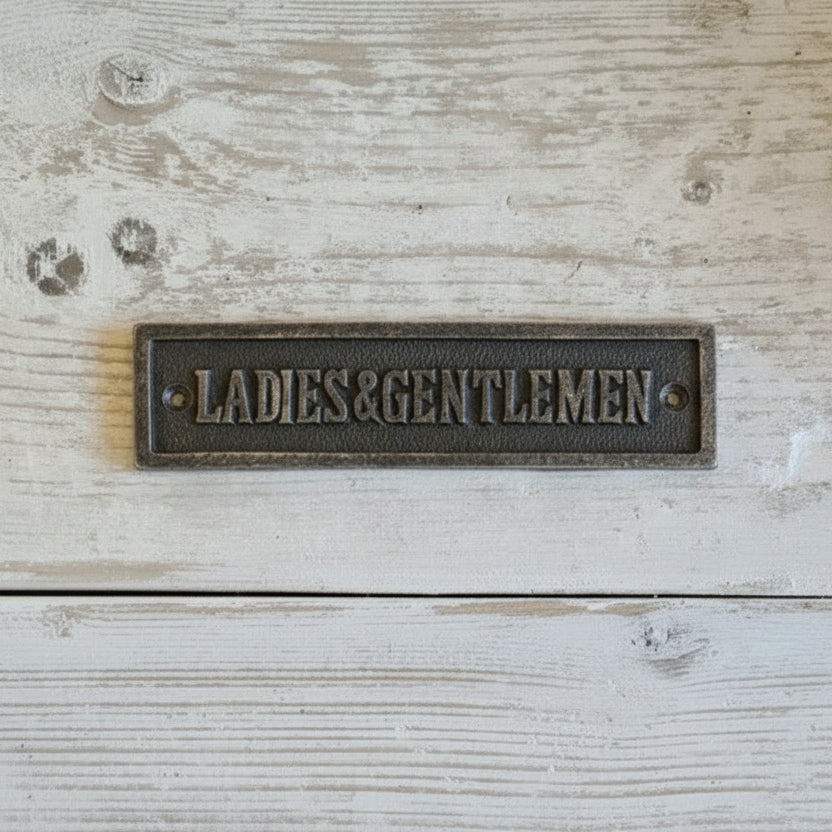 Antique Iron Ladies & Gentleman Plaque - E194 - Uneeka
