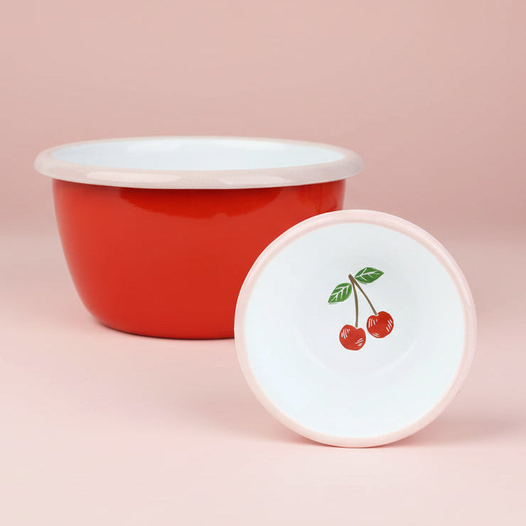 Cherry Enamel Nibble Bowl - ENML-BOWL-CHER-10 - Uneeka