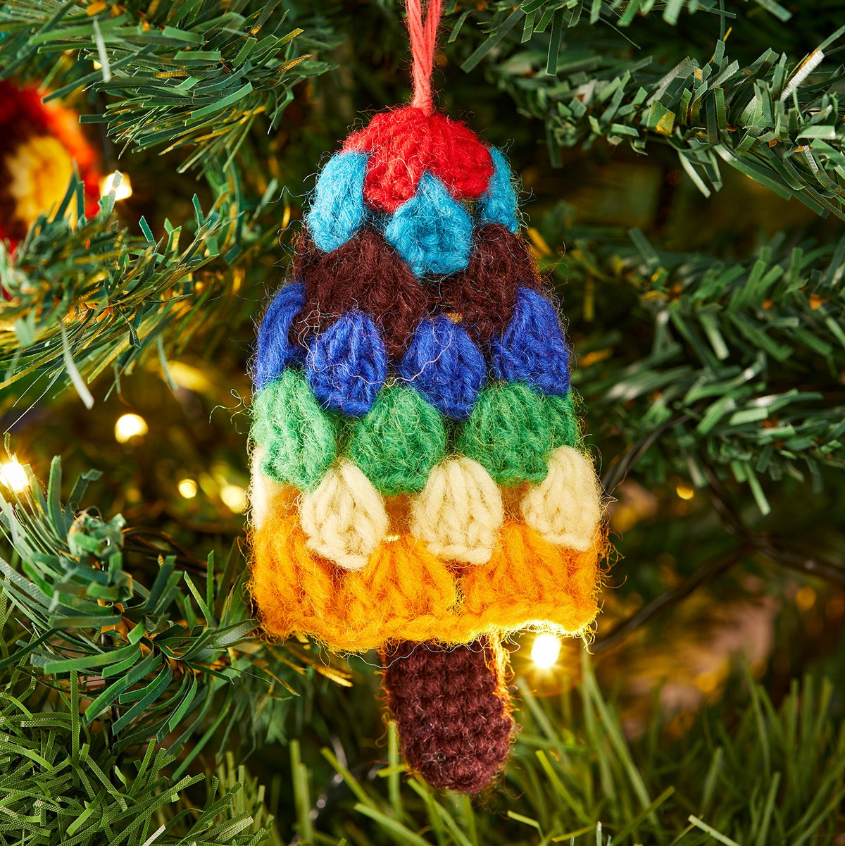 Hand Knitted Rainbow Tree Decoration - XM53 - Uneeka