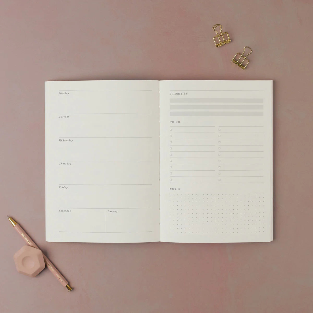 Green & Pink Wiggly Stripe Weekly Planner - SWP05 - Uneeka
