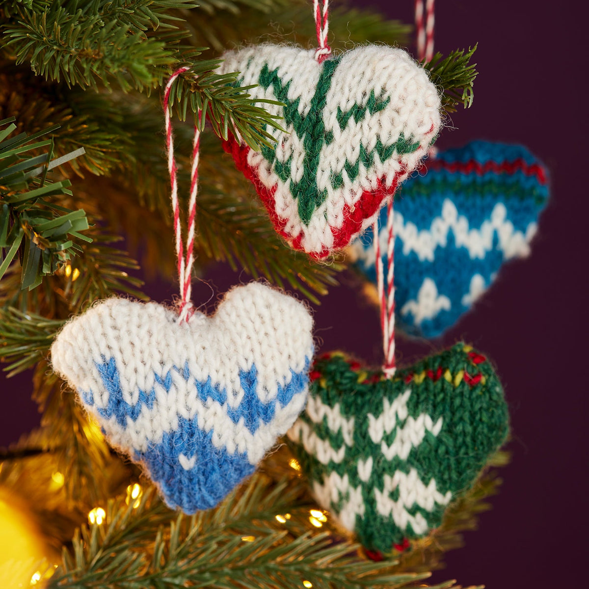Assorted Knitted Fair Isle Heart Decoration - HDEC177 - Uneeka