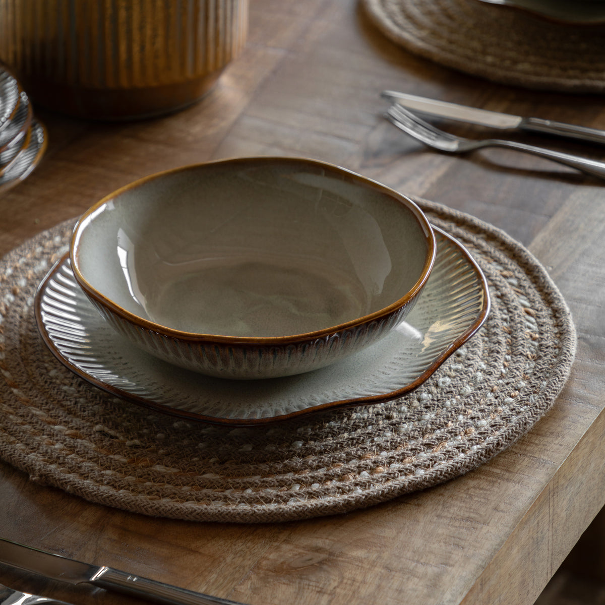 Organic Edge Stone Ceramic Pasta Bowl - 590576 - Uneeka