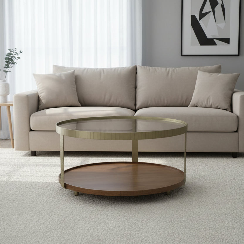 Iron Frame Glass Top Coffee Table -  2862F - Uneeka