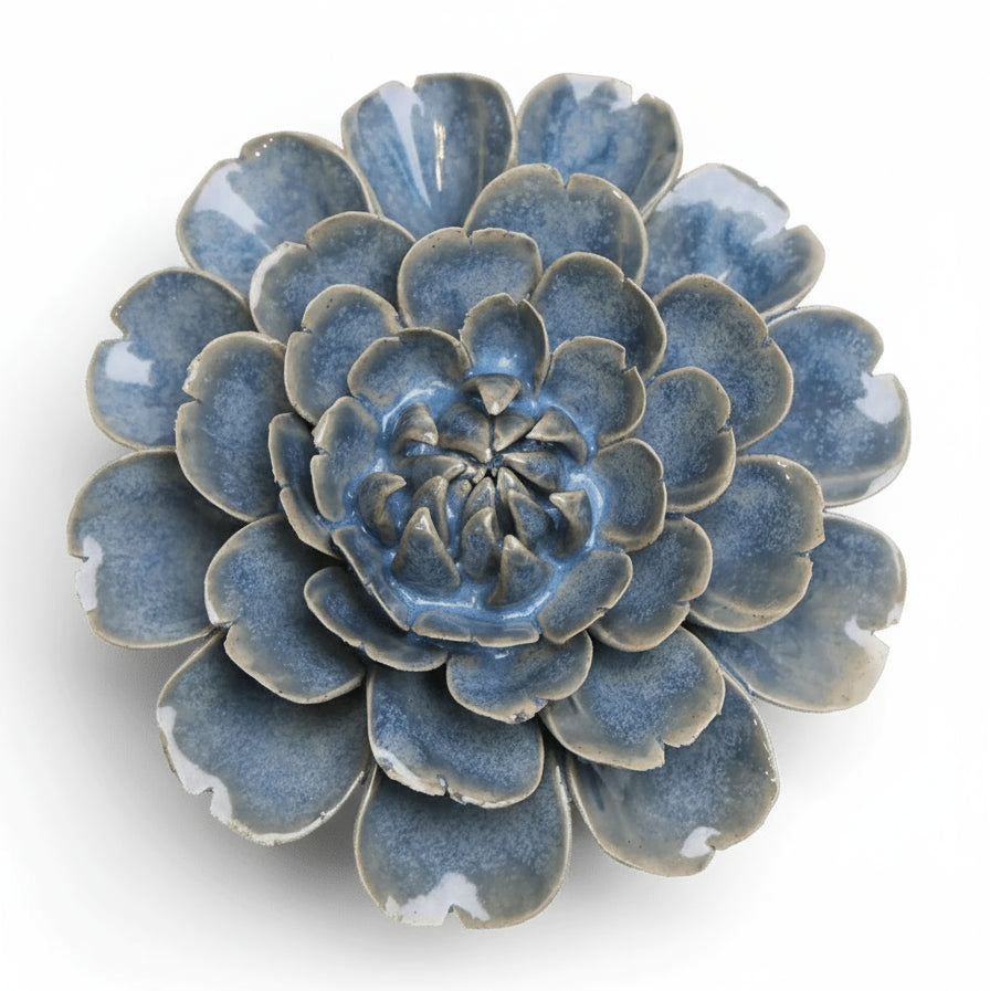 Ceramic Blue Fiesta Marigold Flower - JA21 - Uneeka