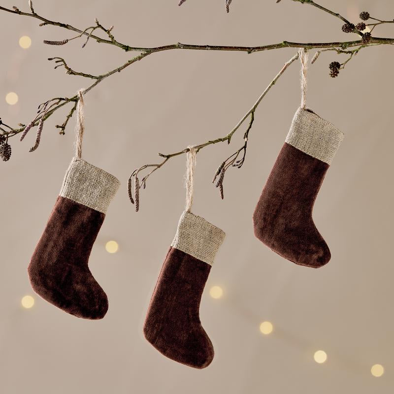 KS5001 Uneeka Karru Cotton Velvet Mini Stocking - Rich Mocha