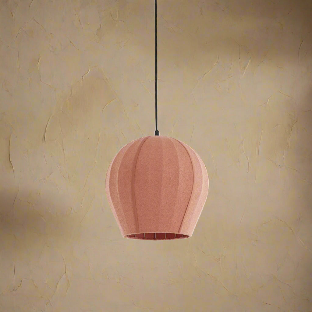 Light Pink Bouclé Textured Bell Pendant - Uneeka Lighting