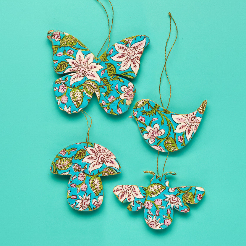 Lily Block Printed Decoration - HDEC502 - Uneeka