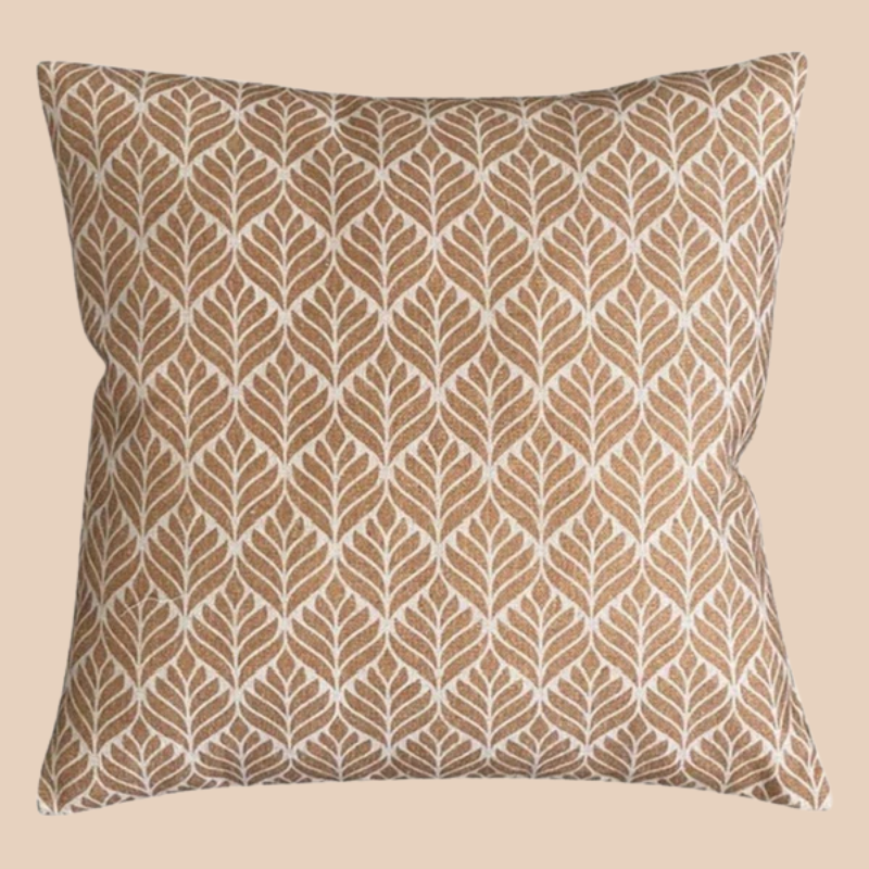 Lotus Fronds Ochre Yellow Cushion - Uneeka