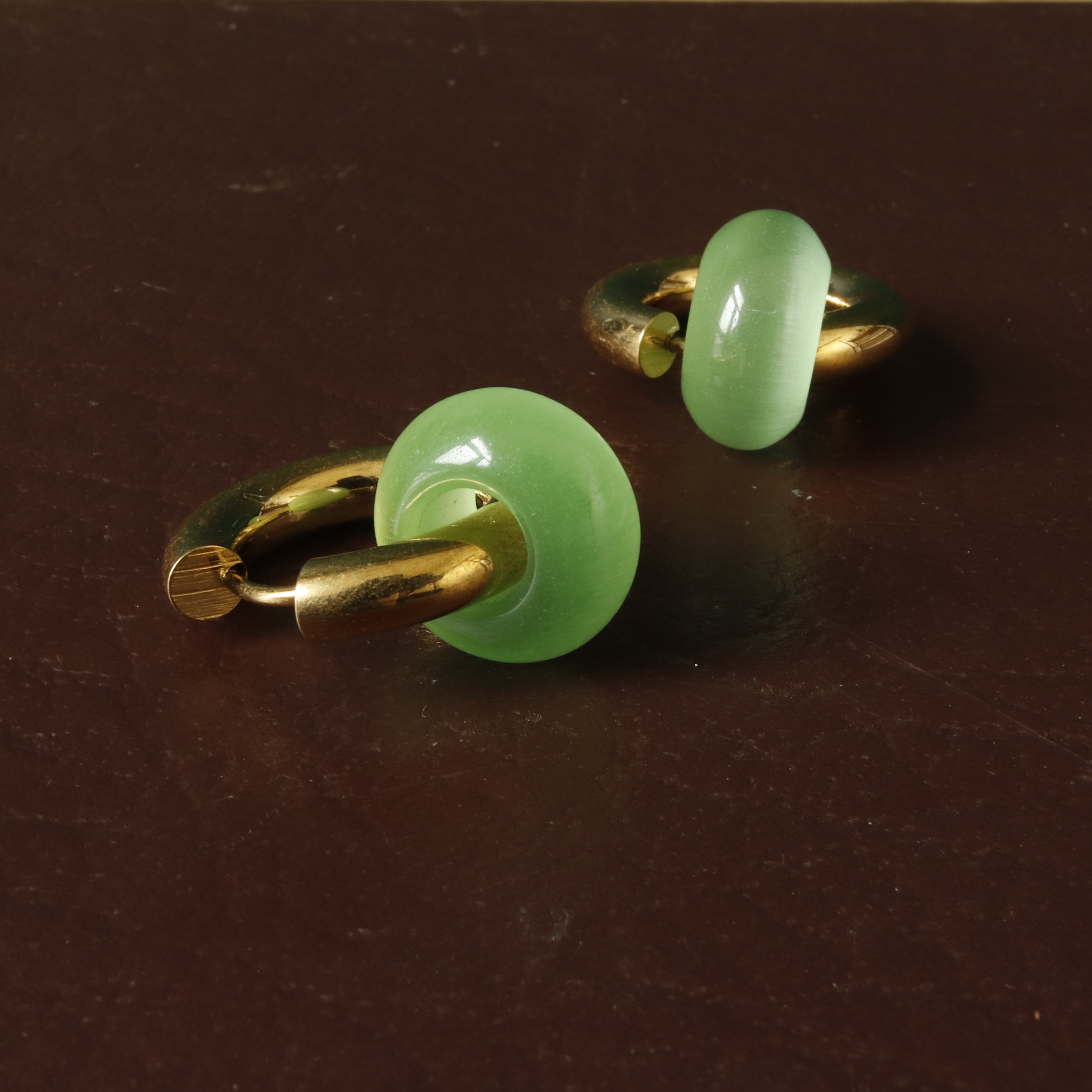 Stone Circle Gold Hoops - ER023-G - Uneeka