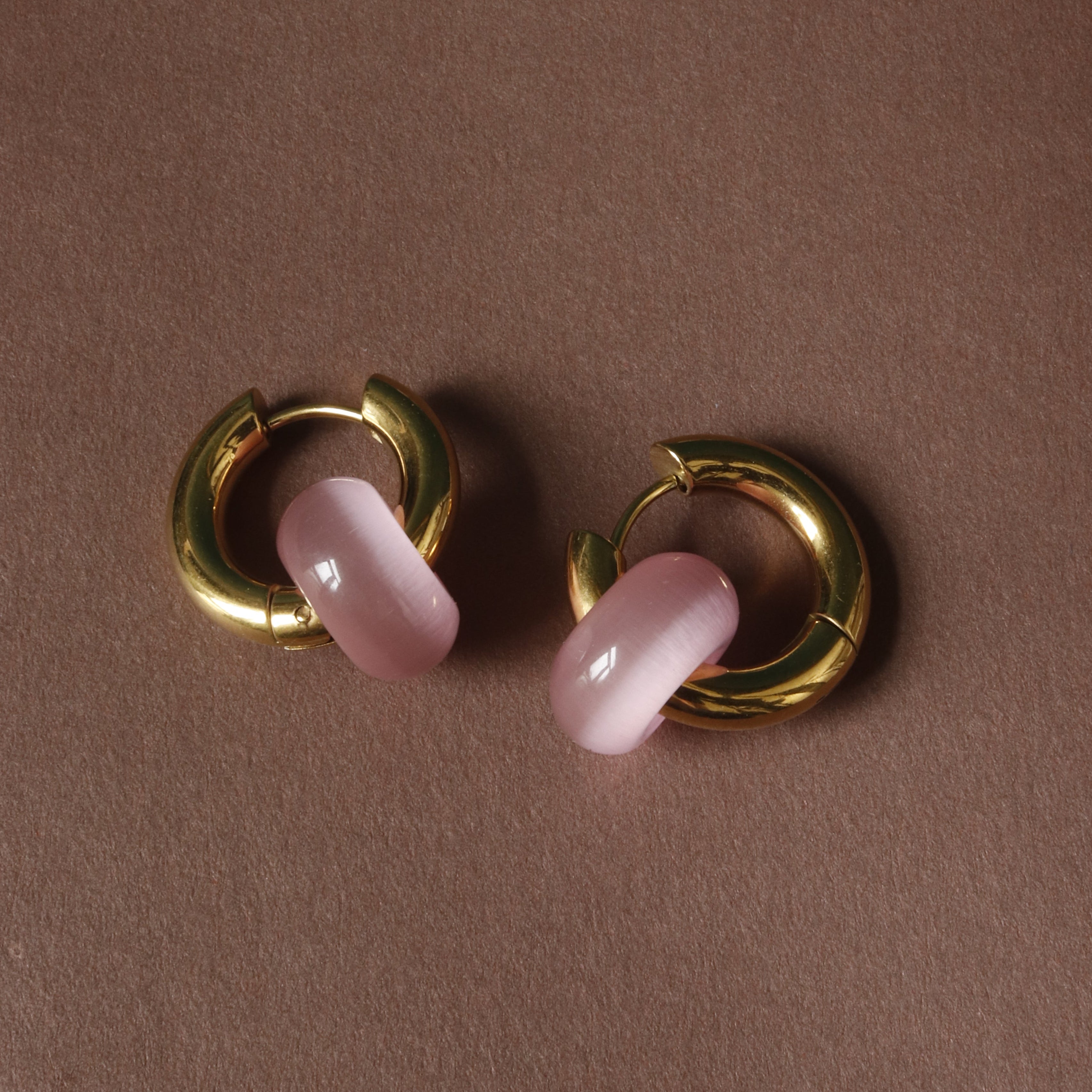 Stone Circle Gold Hoops - ER023-P - Uneeka