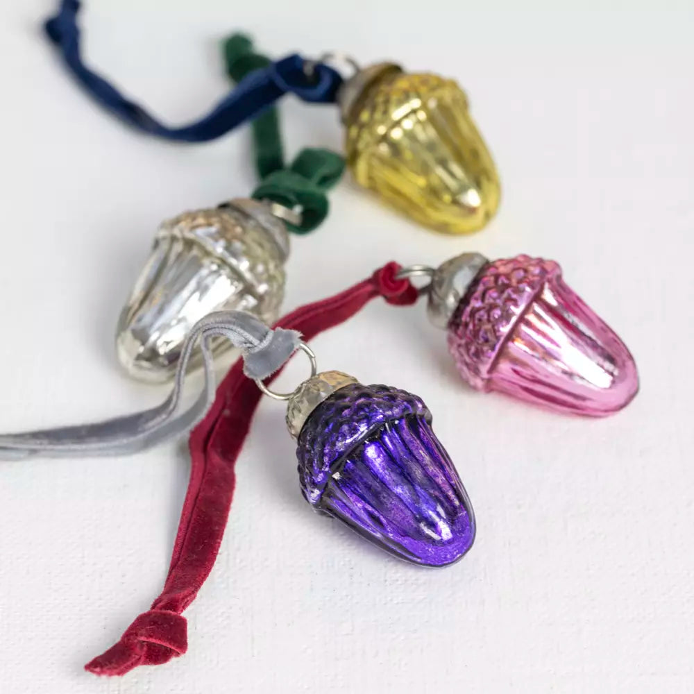 Assorted Colour Acorn Bauble - MK25235 - Uneeka