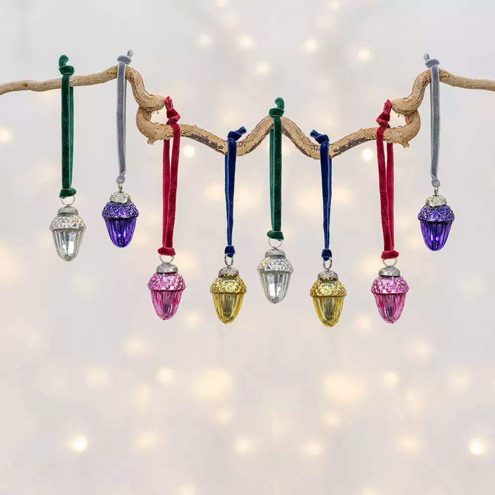 Assorted Colour Acorn Bauble - MK25235 - Uneeka