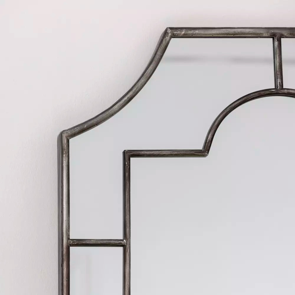 Large Art Deco Antique Silver Mirror - MQ25204 - Uneeka