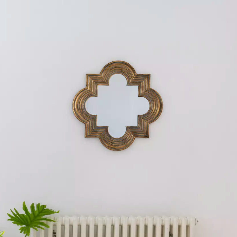 Gilded Clover Shape Antique Bronze Mirror - MQ25205 - Uneeka