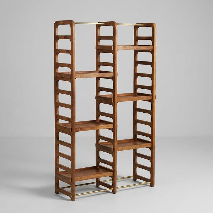 Mango Wood 6 Tray Shelving Unit - Uneeka