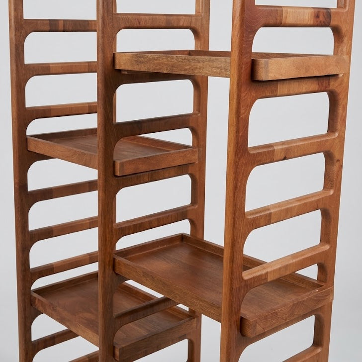 Mango Wood 6 Tray Shelving Unit - Uneeka