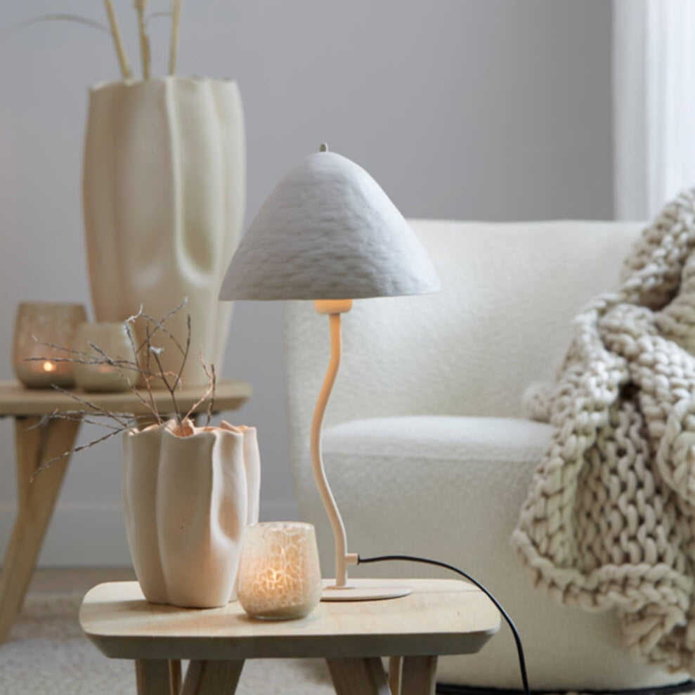 Matt Neutral Cream Cone Table Lamp - 1884443 - Lighting at Uneeka