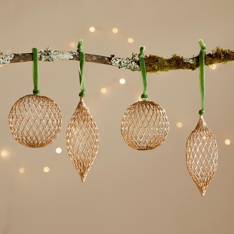 Nkuku Nirav Brass Wire Bauble - NB4501-NiravWireBaubles-Brass-nkuku