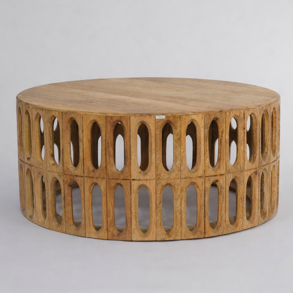 Oval Cut Out Design Round Coffee Table - Uneeka