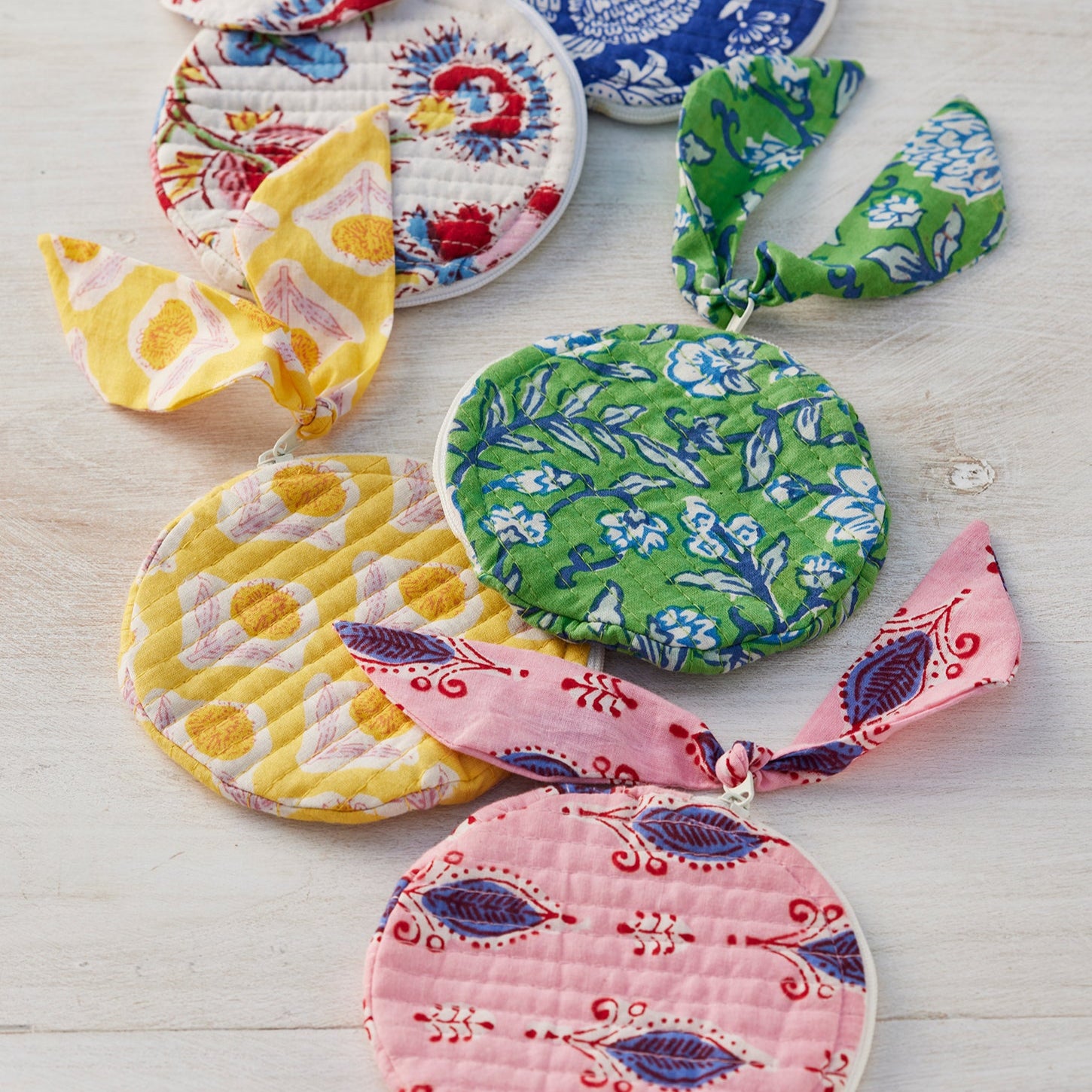Assorted Colour Block Print Round Coin Purse - P22 - Uneeka