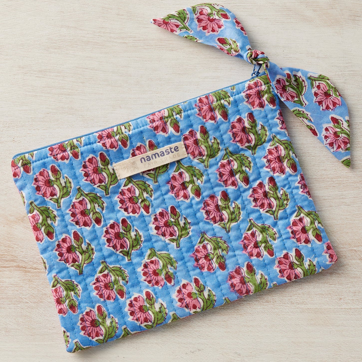 Repeat Block Print Kantha Stitch Pouch - POU23 - Uneeka