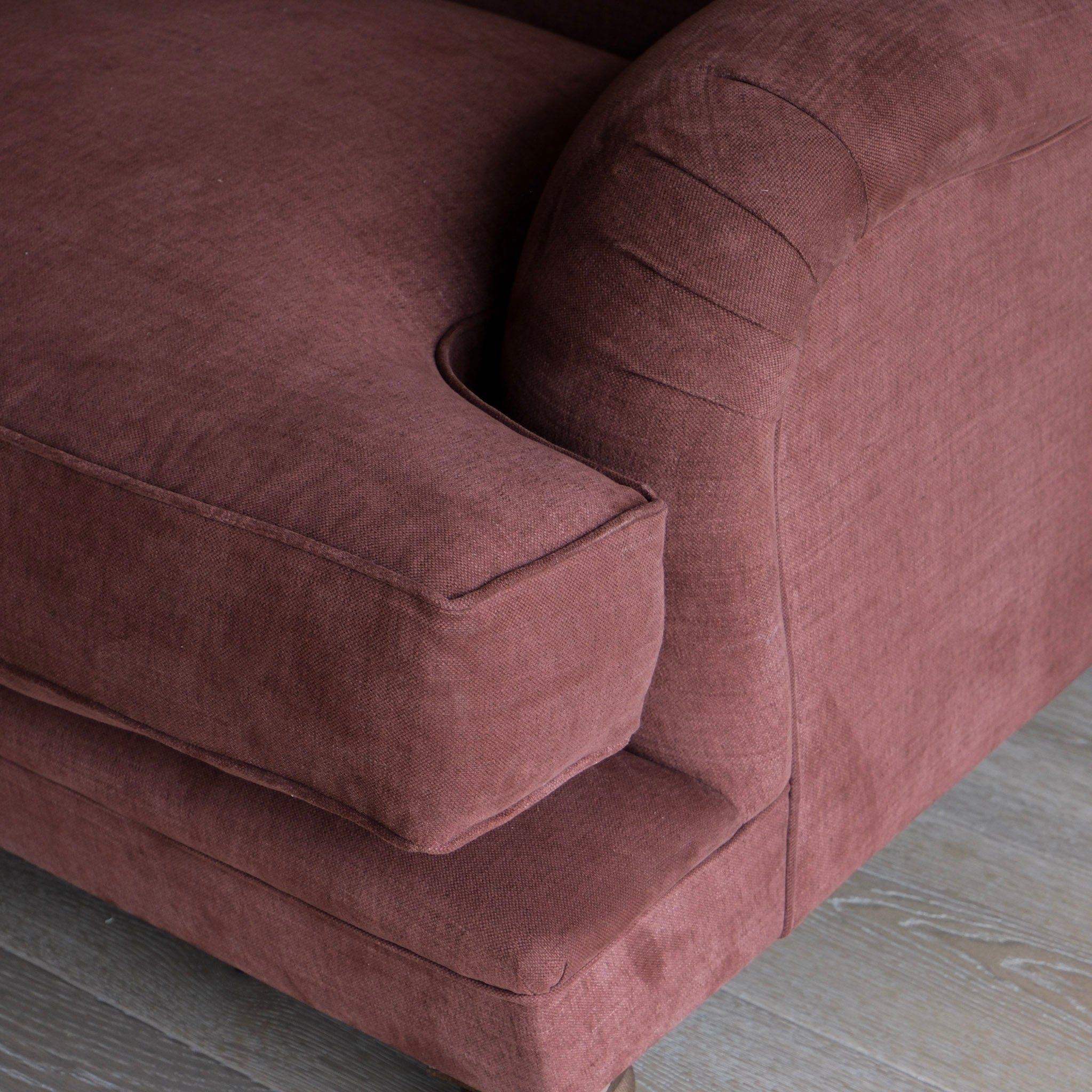 Paulus & Brown Lovelle Upholstered Armchair - Marron Cotton Linen Uneeka Home Close up