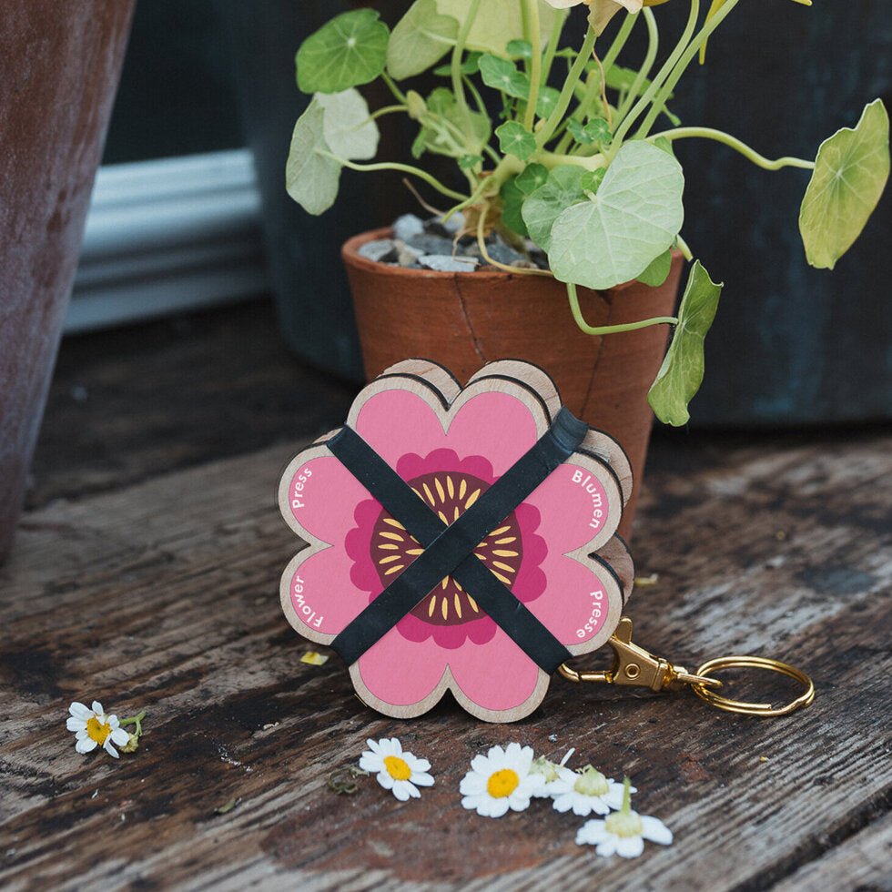 Assorted Pink & Blue Keyring Flower Press - WKPPB - Uneeka