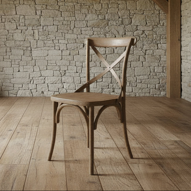 Reclaimed Elm Wood Cross-Back Dining Chair - BWC10 - Uneeka