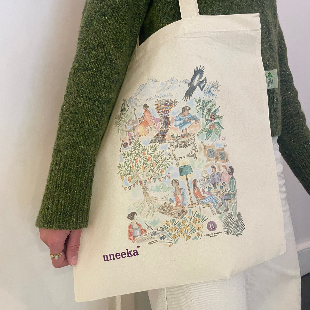 Recycled Cotton Illustrated Tote Bag - 20YearsTote - Uneeka