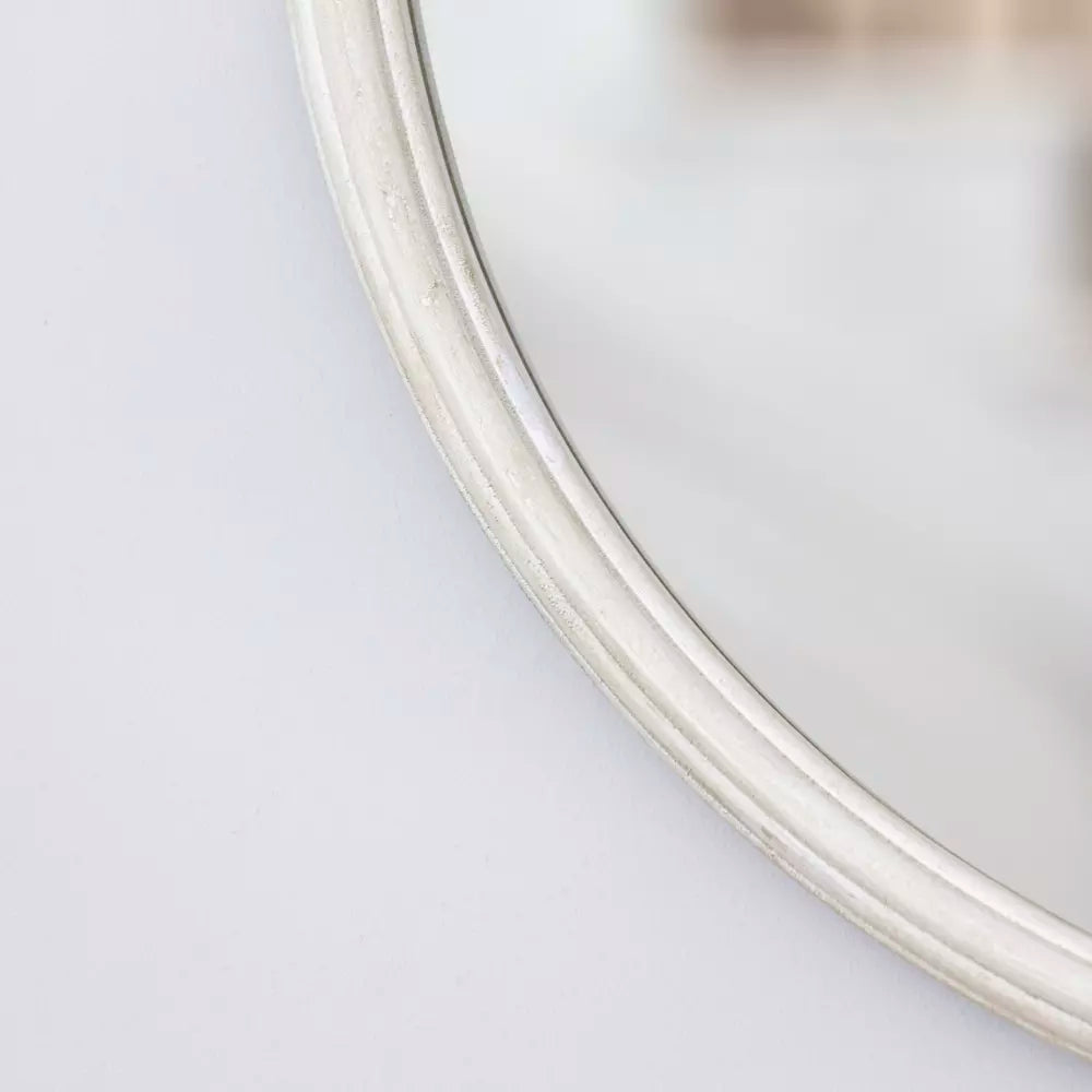 Large Round Antique White Mirror - S25162 - Uneeka