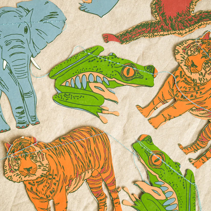 Screen Printed Jungle Animal Garland - East End Press - Uneeka
