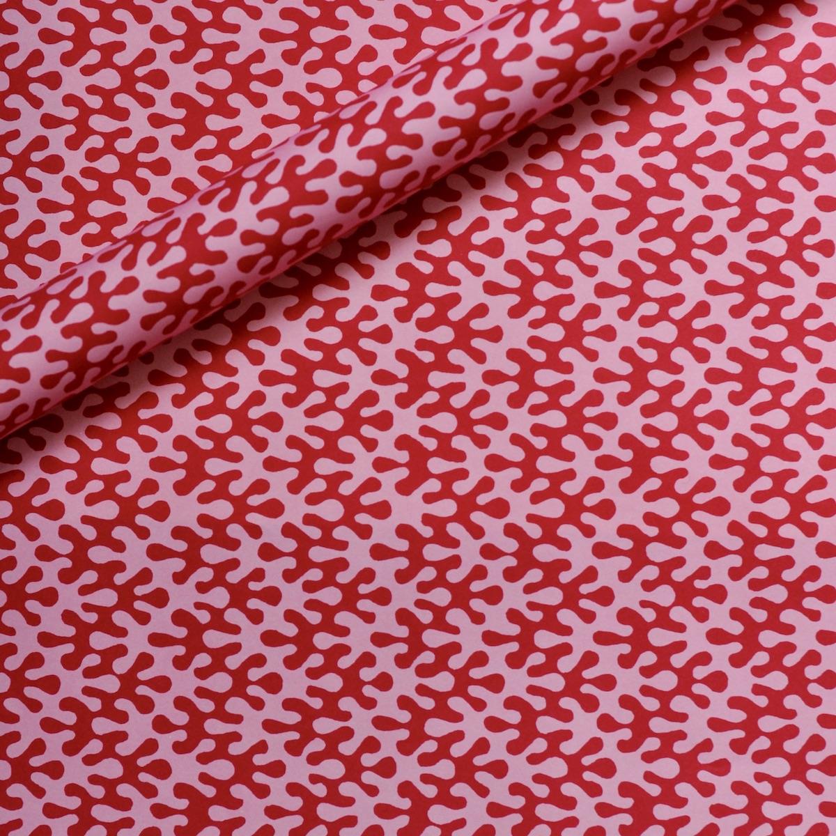 Red and pink patterned gift wrap with sea kelp inspired pattern - Uneeka