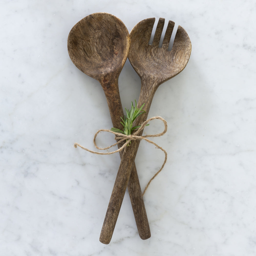 Set Of 2 Mango Wood Salad Servers - VIN23461 - Uneeka